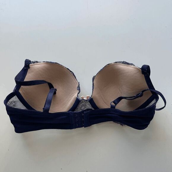 Betsey Johnson Navy Lace Push Up Bra, Size 34B - Picture 3 of 8